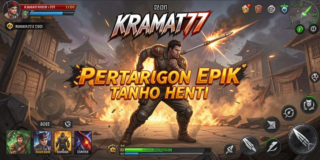 Tampilan gameplay mendebarkan di KRAMAT77 dengan aksi bertarung yang seru.