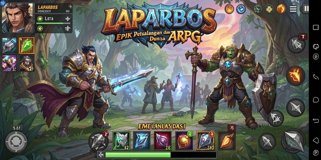 Screenshot gameplay <strong>LAPARBOS</strong> dengan pertarungan yang seru dan grafis indah.