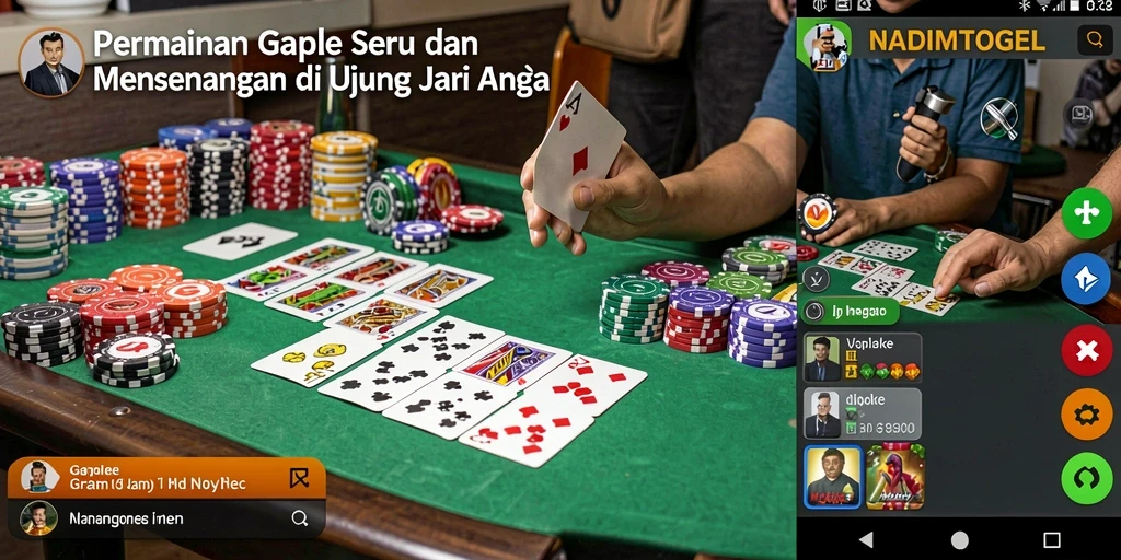 Tampilan gameplay Gaple yang seru dan interaktif di NADIMTOGEL.