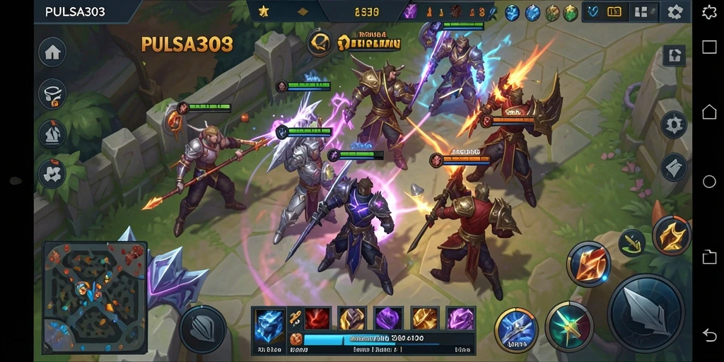 Screenshot gameplay PULSA303 menampilkan aksi seru dalam pertarungan MOBA.
